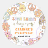 おもしろいGroovyイースター誕生日パーティー ラウンドシール (正面)