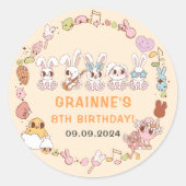 おもしろいGroovyイースター誕生日パーティー ラウンドシール (正面)