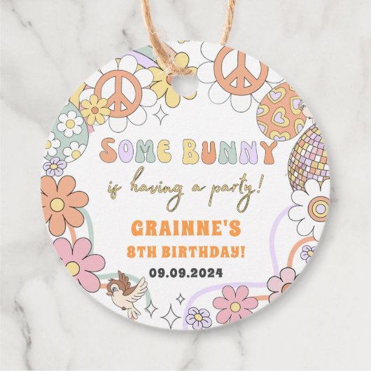 おもしろいGroovy 1stイースター誕生日パーティー フェイバータグ (裏面)