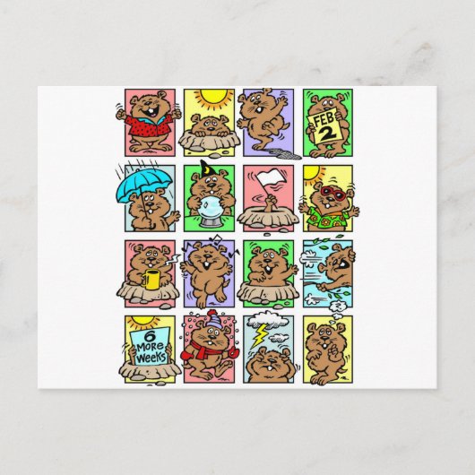 おもしろいGroundhog Dayマンガ ポストカード (正面)