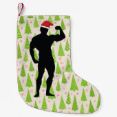 おもしろいGym Christmas Bodybuilder inフェスティバル帽子 スモールクリスマスストッキング (正面)