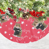 おもしろいHamster Photo Red Christmas ブラッシュドポリエステルツリースカート