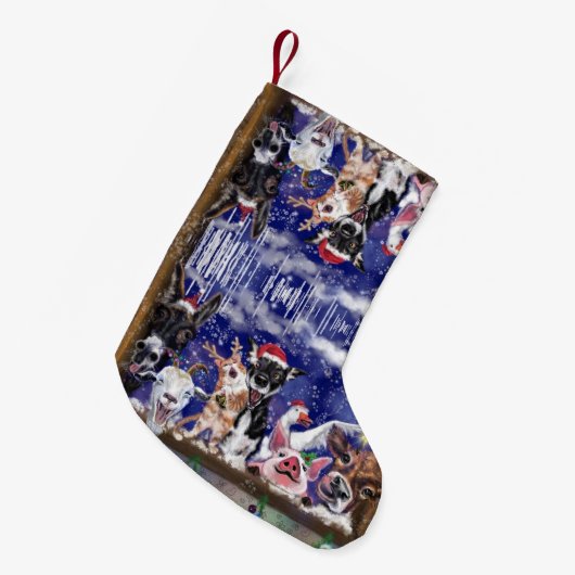 おもしろいHappy Animalパーティーとのクリスマスストッキング スモールクリスマスストッキング (正面 (吊り時))