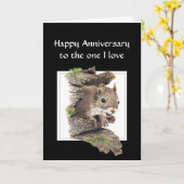 おもしろいHappy Anniversary, One I love Squirrel カード (黄色い花)
