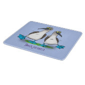 おもしろいhappy blue footed boobies踊り漫画 カッティングボード (角)