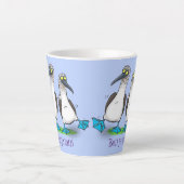 おもしろいhappy blue footed boobies踊り漫画 カフェラテマグ (正面)