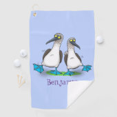 おもしろいhappy blue footed boobies踊り漫画 ゴルフタオル (インサイチュ)