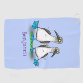 おもしろいhappy blue footed boobies踊り漫画 ゴルフタオル (横)