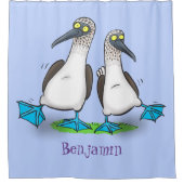 おもしろいhappy blue footed boobies踊り漫画 シャワーカーテン (正面)