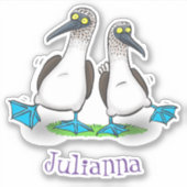 おもしろいhappy blue footed boobies踊り漫画 シール (正面)