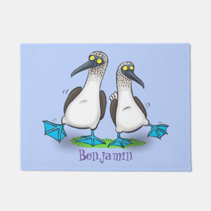 おもしろいhappy blue footed boobies踊り漫画 ドアマット