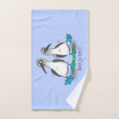 おもしろいhappy blue footed boobies踊り漫画 バスタオルセット (ハンドタオル)