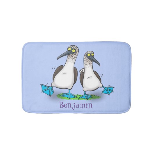 おもしろいhappy blue footed boobies踊り漫画 バスマット (正面)