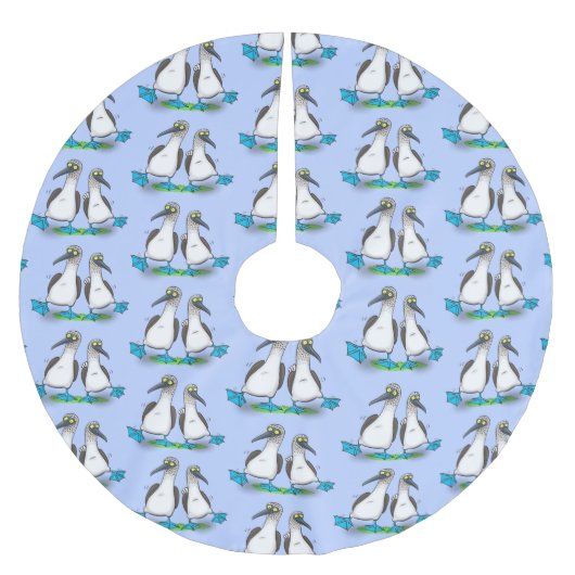 おもしろいhappy blue footed boobies踊り漫画 ブラッシュドポリエステルツリースカート (正面)