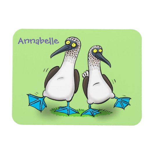 おもしろいhappy blue footed boobies踊り漫画 マグネット (横)