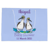 おもしろいhappy blue footed boobies踊り漫画 ラージペーパーバッグ (裏面)