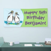 おもしろいhappy blue footed boobies踊り漫画 横断幕 (トレードショー)