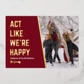 おもしろいHappy Christmas Photo 箔シーズンカード (正面)