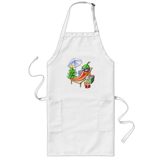おもしろいHappy Christmas Spicy Chiliデザイン ロングエプロン (正面)