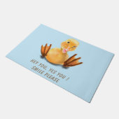 おもしろいHappy DuckスマイルとDoormat -カスタム文字 ドアマット (アングル)