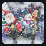 おもしろいHappy FriendsとChristmasのステッ最高のク スクエアシール<br><div class="desc">Happy Friendsおもしろいとのクリスマス最高ののステッ絵を描カー – MIGNED's – カスタマイズ可能</div>