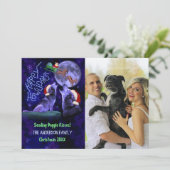 おもしろいHappy Howlidays Christmas Dog Family Photo シーズンカード (スタンド正面)