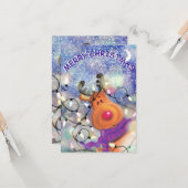 おもしろいHappy Reindeer付きクリスマスカード カード (正面/裏面インサイチュ)