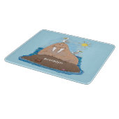 おもしろいhappy walrus cartoonイラストレーション カッティングボード (角)