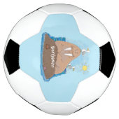 おもしろいhappy walrus cartoonイラストレーション サッカーボール (回転)