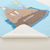 おもしろいhappy walrus cartoonイラストレーション シェルパブランケット (3/4)