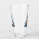 おもしろいhappy walrus cartoonイラストレーション タンブラーグラス (左)