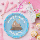 おもしろいhappy walrus cartoonイラストレーション ペーパープレート (パーティー)