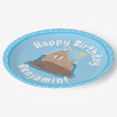 おもしろいhappy walrus cartoonイラストレーション ペーパープレート (アングル)