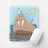 おもしろいhappy walrus cartoonイラストレーション マウスパッド (マウス)