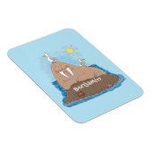 おもしろいhappy walrus cartoonイラストレーション マグネット (右側)