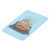 おもしろいhappy walrus cartoonイラストレーション マグネット (左側)