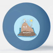 おもしろいhappy walrus cartoonイラストレーション 卓球ボール (裏面)