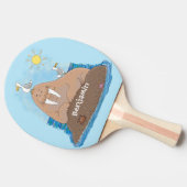 おもしろいhappy walrus cartoonイラストレーション 卓球ラケット (横)