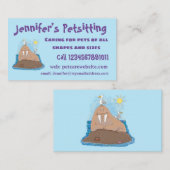 おもしろいhappy walrus cartoonイラストレーション 名刺 (正面/裏面)