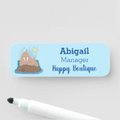 おもしろいhappy walrus cartoonイラストレーション 名札 (インサイチュ)