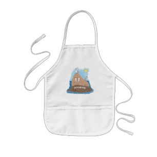 おもしろいhappy walrus cartoonイラストレーション 子供用エプロン