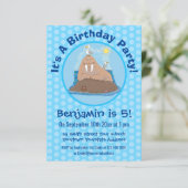 おもしろいhappy walrus cartoonイラストレーション 招待状 (スタンド正面)