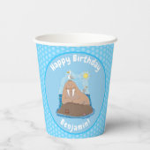 おもしろいhappy walrus cartoonイラストレーション 紙コップ (裏面)