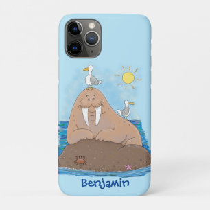 おもしろいhappy walrus cartoonイラストレーション iPhone 11 proケース