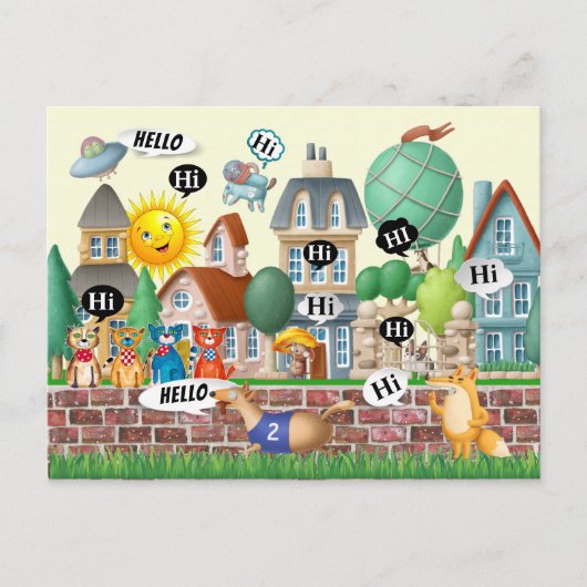おもしろいHELLOはがき ポストカード (正面)