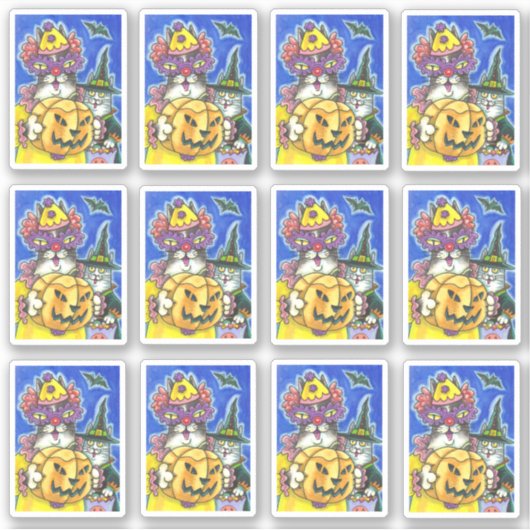 おもしろいHIS N' FITZ HALLOWEEN CATS TRICKまたはTREAT シール (正面)