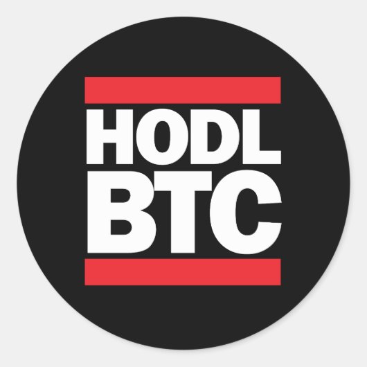 おもしろいHODL BTC Bitcoin Cryptocurrencyプリント ラウンドシール (正面)