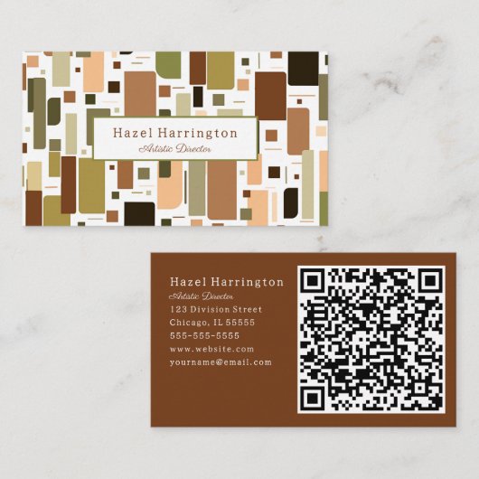 おもしろいHQコードレトロ名刺ミッドセンチュリーモダン 名刺 (正面/裏面)
