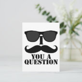 おもしろいI mustache you a question黒サングラス ポストカード (スタンド正面)