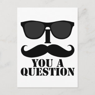 おもしろいI mustache you a question黒サングラス ポストカード
